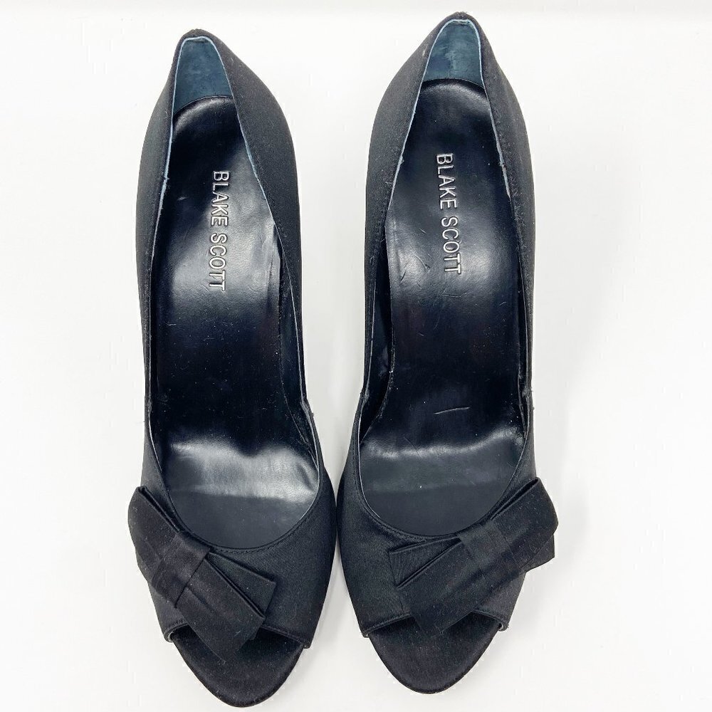 BLAKE SCOTT | Desmond Black Peep Toe Pump Dress Heel 7 - Picture 3 of 10